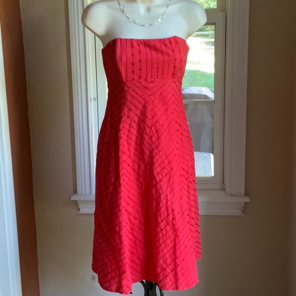 STUNNING RED Strapless Cotton Eyelet Summer Dress!